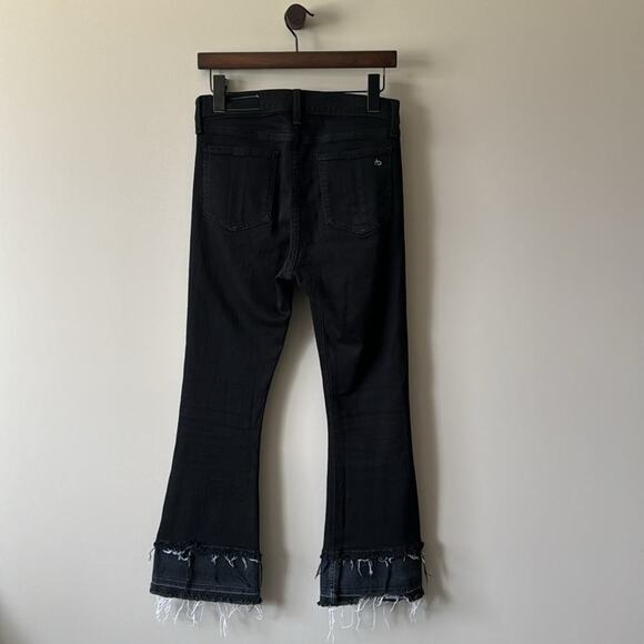 RAG & BONE DOUBLE HEM CROP FLARE JEANS SIZE 27 BLACK & CHARCOAL - Picture 2 of 7
